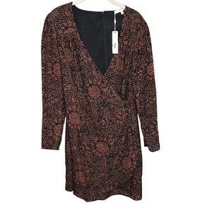 Lavender Brown Dress Size Medium Burnout Velvet Multicolor Long Sleeve NEW $228